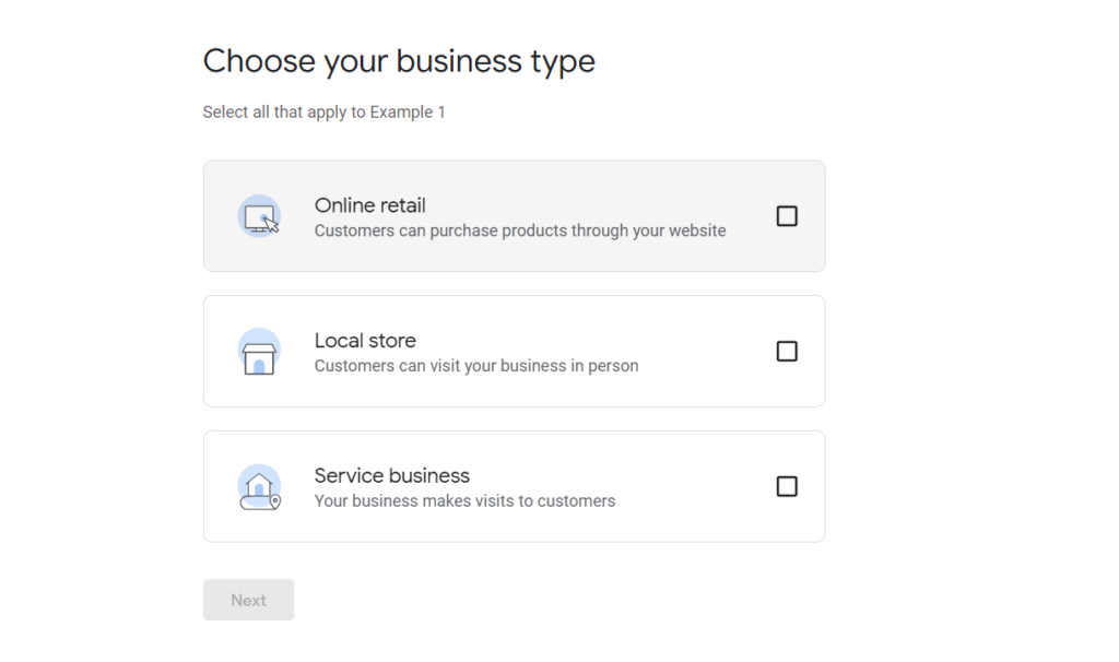 Choose Business Type